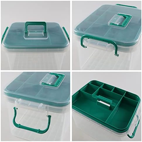 Vcansay Plastic Family First Aid Box with Double Layer and Handle, Emergency Medicine Box, Clear Container for Home, Car, Office, Travel & Outdoor Sports
