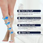 LIN PERFORMANCE 20-30 mmHg Compression Socks for Women Men Knee High Open Toe Leg Support Stockings for Daily Comfort Travel (Nude,M)