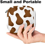 Sanitary Napkin Storage Bag, Brown Cow Skin Pattern Period Bags for School, Portable Menstrual Cup Pouch, First Period Kit for Teens Girls Women Nursing Pad Holder