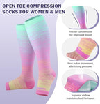 LEVSOX Open Toe Compression Socks for Women & Men 20-30mmHg Toeless Sock Knee High Support Stockings for Circulation Nurses Pregnant Travel