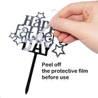 HADDIY Happy Father's Day Cake Toppers,8 Pcs Gold and Black Acrylic Cake Decoration Topper for Fathers Day Party Favors