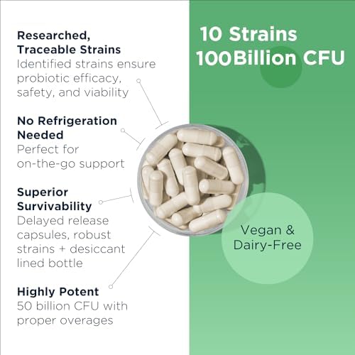Designs for Health ProbioMed 100 - Probiotics for Digestive Health - 10 Strains with Lactobacillus Acidophilus Probiotic + Lactobacillus Rhamnosus - Gut Health + Immune Support Supplement (30 Caps)