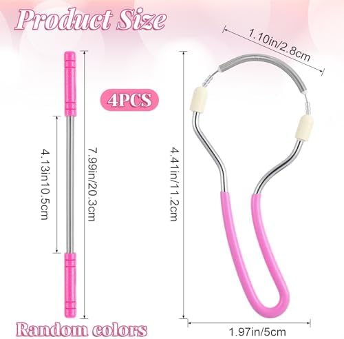 TIESOME 4Pcs Spring Facial Hair Removers for Women, Spring Manual Epilator Face Hair Remover with Handle Hair Removal Threading Tools