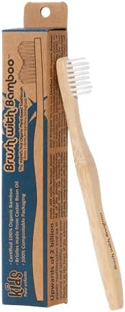 Brush with Bamboo Toothbrush with Plant-Based Bristles, Organic Bamboo, BPA-Free, Eco-Friendly, 100% Biobased, Soft Bristles, Zero Waste, Dental Care Product - 4 Pack