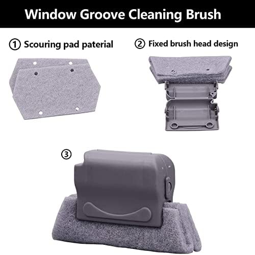 Magic Window Track Cleaner Tool Set - 3 Groove Gap Cleaning Brush + 2 Window Slot Clean Brush with Dustpan + 3 Replacement Cloth