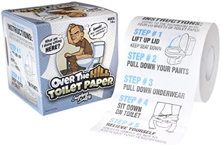 Over the Hill Toilet Paper - Funny Gag Gifts for Men & Old People - Birthday Party Supplies for 40th, 50th, 60th, 70th - Novelty Toilet Roll Joke Gifts for Him, Dad, Brother, Adults - Laughing Smith