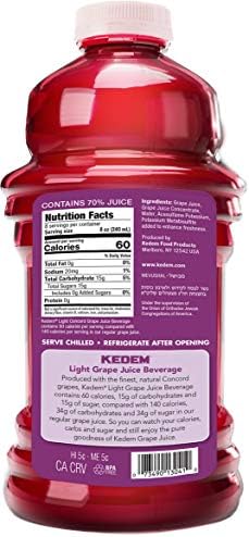 Kedem Light Concord Grape Juice, 64oz (2 Pack) 2/3 Less Calories Than Regular Kedem Grape Juice
