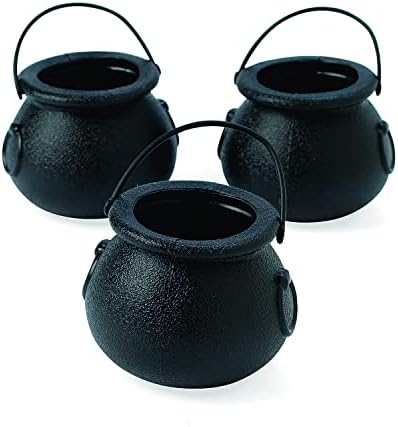 Fun Express 1 Dozen Mini Cauldron Candy Kettles, St. Patrick's Day, Halloween, Bachelorette Parties, Witches and Wizards, Birthday, Baby Showers Party Decoration Supplies, Black
