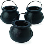 Fun Express 1 Dozen Mini Cauldron Candy Kettles, St. Patrick's Day, Halloween, Bachelorette Parties, Witches and Wizards, Birthday, Baby Showers Party Decoration Supplies, Black