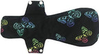 MUMBABY 5pcs 14 Inch Overnight Charcoal Bamboo Mama Cloth/Menstrual Pads/Reusable Sanitary Pads (Black Butterfly, X-Large)