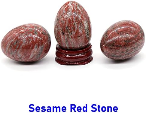 30X40mm Egg Shape Stone Natural Healing Crystal Kegel Massage Accessories Gemstone Reiki Home Decor,Sesame Red Stone,1 PCS