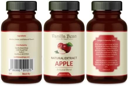Natural Apple Extract for Baking and Flavoring - 4 OZ - Premium Quality Natural Flavors for Baked Goods, Desserts, & Cooking