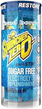 Sqwincher Zero Qwik Stik, 4 Flavor Variety Pack, Sugar Free, Low Calorie, Low Sodium Electrolyte Powder Hydration Drink Mix, .11 oz Packet (Pack of 200)