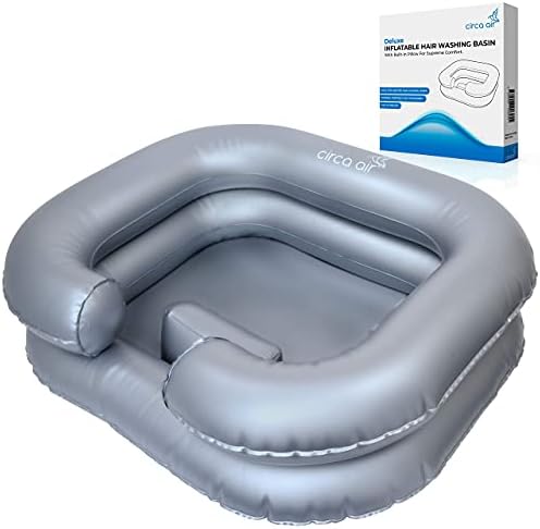 Circa Air Inflatable Hair Washing Basin For Bedridden - Wash Hair In Bed With Shampoo Basin. Portable Shampoo Bowl With Pillow For Extra Comfort. The Perfect Inflatable Sink For Locs Detox