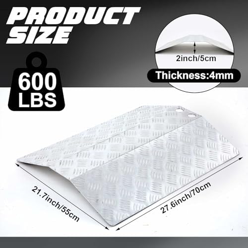 27. 6" l x 21. 7" W x 2" H Bridge Threshold Ramp 600lbs Capacity with Supporting Frame and Non-Slip Surface Aluminum Loading Platform Ramp for Wheelchairs Stairs Vans Steps Doorway Driveways