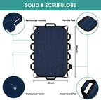 60" x 40" Positioning Bed Pad with Handles Washable Draw Sheets for Hospital Bed Ridden Patient Clothes Waterproof Glide Sheets for Patients Moving Pad for Lifting &Transfer Sheet Nylon, Blue