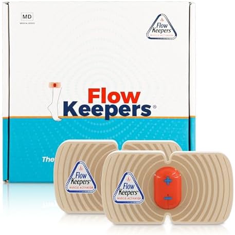 FlowKeepers Wireless EMS Calf Circulation Stimulator | FDA-Cleared | Yale-Neurologist Designed | Relieves Tired, Sore and Achy Legs | Soothes Tired Legs | Travel, Office, Home Use | 2-Pack