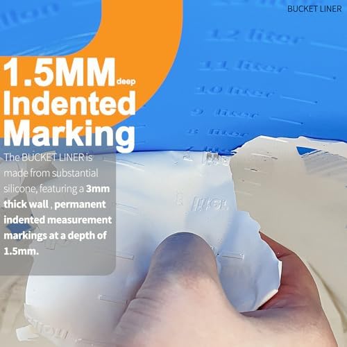 3.5 Gallon Bucket Liner Reusable Rubber Paint Pail Liner for Concrete Mix and Thinset with Graduated,Blue