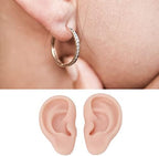 1 Pair Silicone Ear Model Piercing Practice Model Silicone Ear Model Ear Body Part Kit for Earrings Display Ear Piercing Exercise (Medium Skin Color)