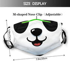 Cute Panda Face Mask with 2 Filters Adjustable Breathable Cloth Masks Balaclavas for Men Women Teenages