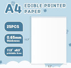 Edible Paper A4 Size, 25 Counts Icing sheets, 11.7" x 8.3" Frosting Sheets, Edible Image Paper for Cupcake Decoration, Sugar Sheet for Cake Printer