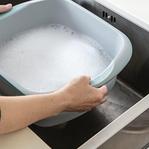Addis Premium Soft Grip Large Rectangular Washing Up Bowl, 9.5 Litre, Tranquil Haze