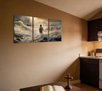 3Pcs Jesus Walking On Water Canvas Wall Art Christian Bible Stories Painting Picture Wall Decor Religious Spirit Faith Poster Print Artwork For Living Room Bedroom Church Ready To Hang