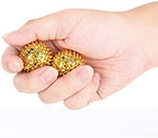 Ejoyous Massage Hand Balls, 1Pair Acupoints Massager, Pressing Acupoints Magnetic Hand Acupuncture Balls, Gold Spiky Massage Ball for Massaging Relieving itching