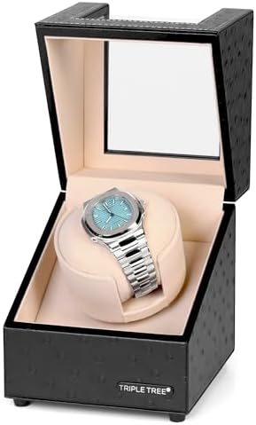 TRIPLE TREE Single Watch Winder for Automatic Watches, with Super Quiet Japanese Motor, 4 Rotation Mode Setting, Flexible Plush Pillow Fit Lady and Man Watches