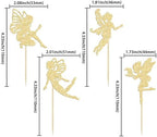 Gyufise 36Pcs Fairy Cupcake Toppers Gold Glitter Flower Angel Fairy Cupcake Picks Ballet Dancer Cupcake Topper for Wedding Bridal Shower Baby Shower Birthday Party Cake Decorations Supplies