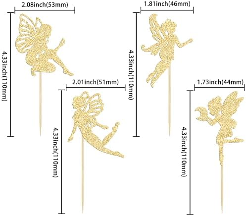 Gyufise 36Pcs Fairy Cupcake Toppers Gold Glitter Flower Angel Fairy Cupcake Picks Ballet Dancer Cupcake Topper for Wedding Bridal Shower Baby Shower Birthday Party Cake Decorations Supplies
