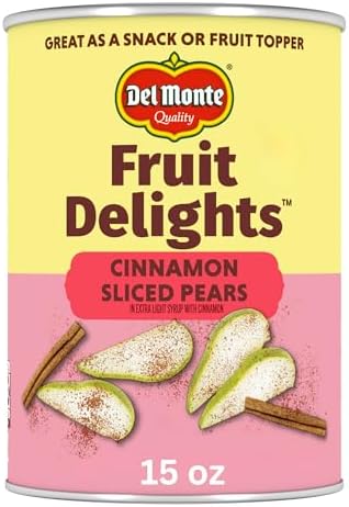 Del Monte Fruit Delights Sliced Pears with Cinnamon in Extra Light Syrup, 15 oz. Can
