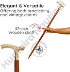 Vintage Brass Walking Stick – Handmade Wooden Cane with Solid Brass Handle – Antique Style Collectible Walking Cane for Men, Women & Seniors – Unique Gift Idea