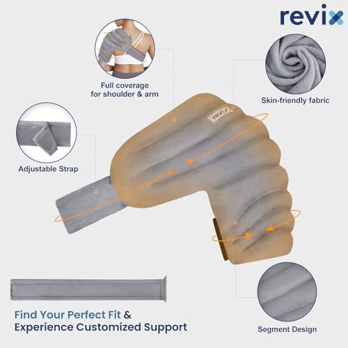 REVIX Microwavable Shoulder Heating Pad for Rotator Cuff, Moist Heating Pads Microwavable with Adjustable Strap, Shoulder Heating Pads for Upper Back Muscle Relaxation & Relief, Gray