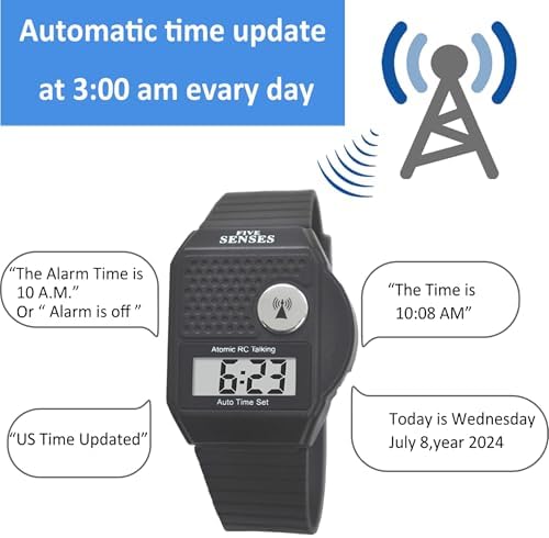 FIVE SENSES - English Atomic Talking Watch, Easy to use for Seniors Blind Men Women, Loud Talking Watch with Sound for Vision Impaired, Watches for Elderly Women, Blind People Products 1026