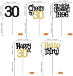 30PCS Happy 30th Birthday Cupcake Toppers Hello 30 Straight Outta 1996 Cupcake Picks Thirty Cheers to 30 Years Cake Decorations for 30th Birthday Anniversary Party Decorations Supplies Black Gold