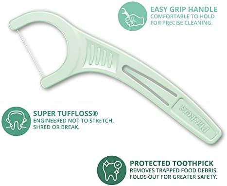Plackers Micro Mint Dental Floss Picks, Made with Super TufFloss®, Protected Fold Away Pick, Easy to Use, Cool Mint, Green, Individually Wrapped, 500 Count
