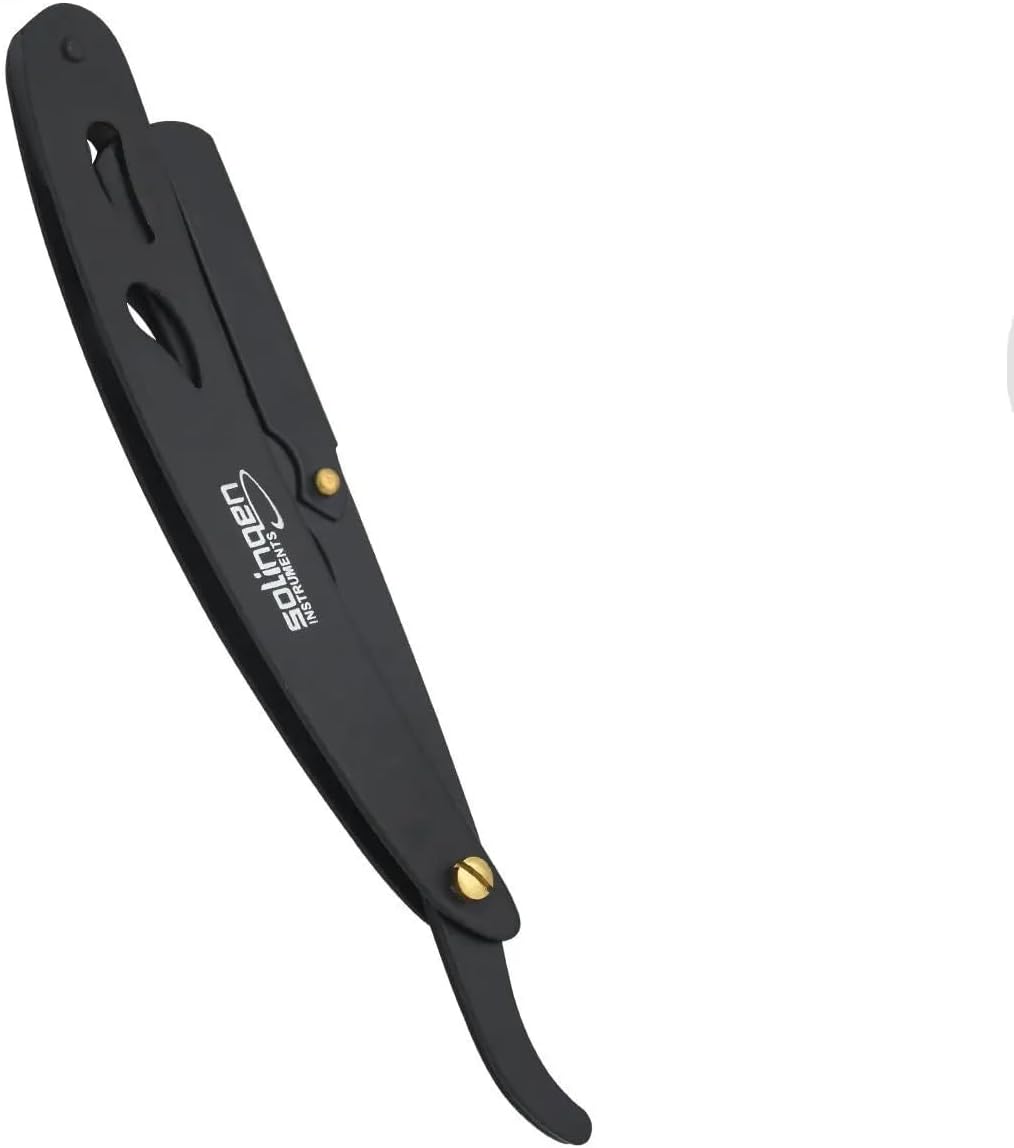 Cut Throat Razor Kit for Men – Matte Black Professional Straight Razor with Premium Stainless Steel Blade – Classic Barber-Style Shaving Tool for Beard & Moustache Grooming – Pouch Included
