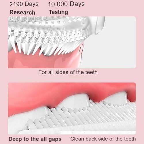 Ariie Ultrasonic Kid's U-Shaped Electric Toothbrush, Slim Design, Waterproof Battery Powered 360 Oral Teeth Cleaning Design, Automatic Toddler Toothbrush with Food Grade Soft Silicone Brush Head