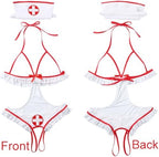 Sexy Nurse Costume Lingerie for Women, 2 Pcs Nurse Lingerie Set with Headband Sexy Halloween Costume Woman 2026
