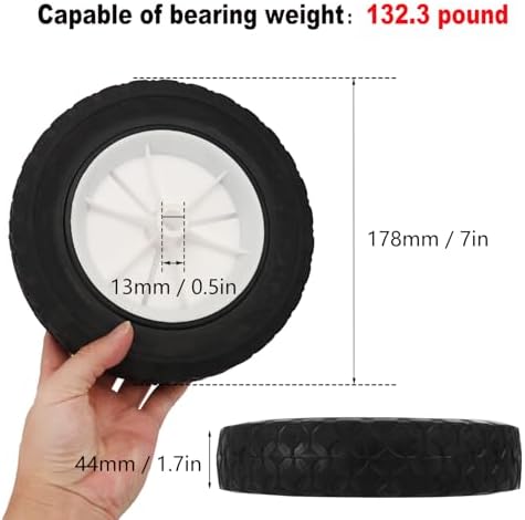 6 PCS Plastic Wheel, 7 x 1.5 Inch lawn Mower Wheels, Universal Wheels Tires, Ideal For Radio Flyer Tricycle Parts & Wagon Wheel Replacement, Push Mower Wheels