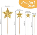 35pcs Gold Star Cupcake Toppers Glitter Star Cake Toppers Twinkle Cupcake Picks Baby Shower Cake Decorations For Wedding Engagement Bridal Shower Birthday Party Supplies Mixed Size