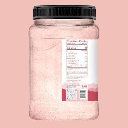 LA SALT CO Kashmir 2.5 Lbs Pink Himalayan Salt Jar, X-Fine | 100% Pure, Food Grade with 84 Trace Minerals | Kosher Certified, Vegan, Non-GMO, & Cruelty-Free