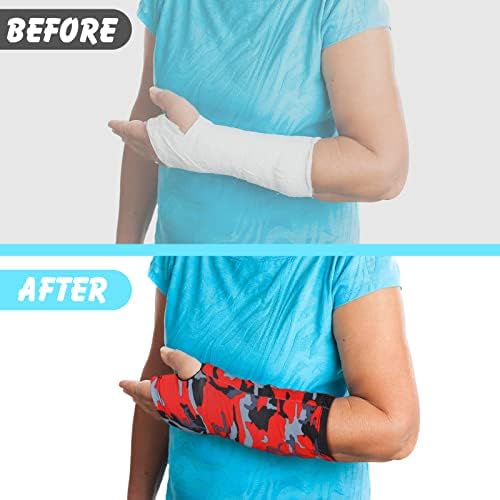 Boao 12 Pcs Arm Cast Cover Protector Short Long Camo Arm Sling Sleeve Decorations Removable Washable Wrist Elbow Protection