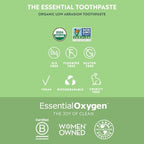 Essential Oxygen BR Certified Organic Toothpaste, for Whiter Teeth, Fresher Breath, Happier Gums, Tooth Sensitivity, Peppermint, 4 Ounce (Pack of 2)