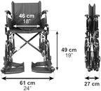 PEPE Mobility Folding Transport Wheelchair with Flip-Back Armrest and Swing-Away Footrest, 18 Inch Wide Seat Transport Chair for Adults Seniors