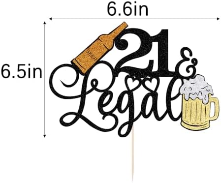 21 & Legal Cake Topper-Glitter Happy 21st Birthday finally Legal Af Themed Party Supplies