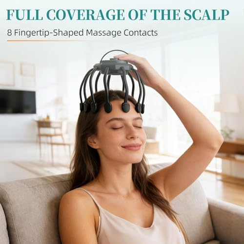 Head Massager Scalp Electric with 3 Modes, Scalp Massage Tool Stress Relax Rechargeable, Portable, Type-C, Head Scratcher for Stress Relax