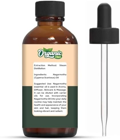 Organic Zing Nagarmotha (Cyperus Scariosus) Oil | Pure & Natural Essential Oil for Aroma, Diffuser, Skincare & Massage- 30ml/1.01fl oz