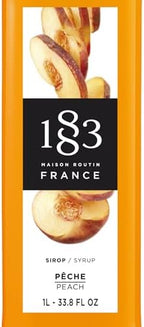 1883 Peach Syrup for Drinks, Made in France, 1 Liter Plastic Bottle